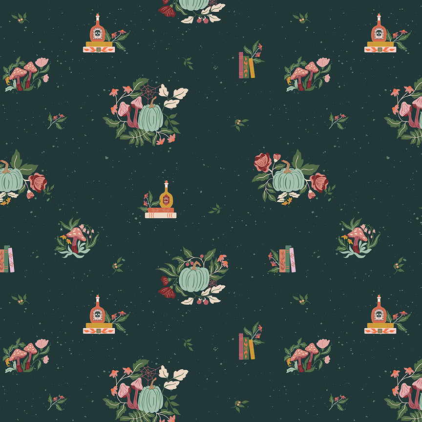 Fabric Riley Blake Deep Teal Botanicals The Apothecary by the Quarter Yard C17551-DEEPTEAL