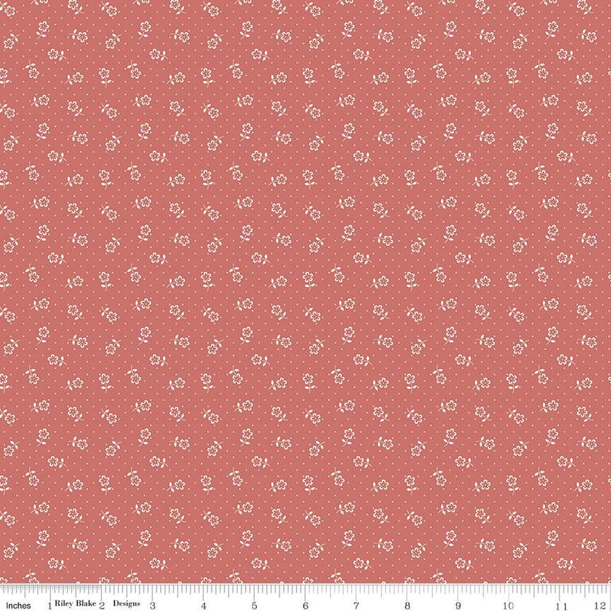 Fabric Riley Blake Faded Red Flower Dots Mary Catherine by the Quarter Yard C16705-FADEDRED