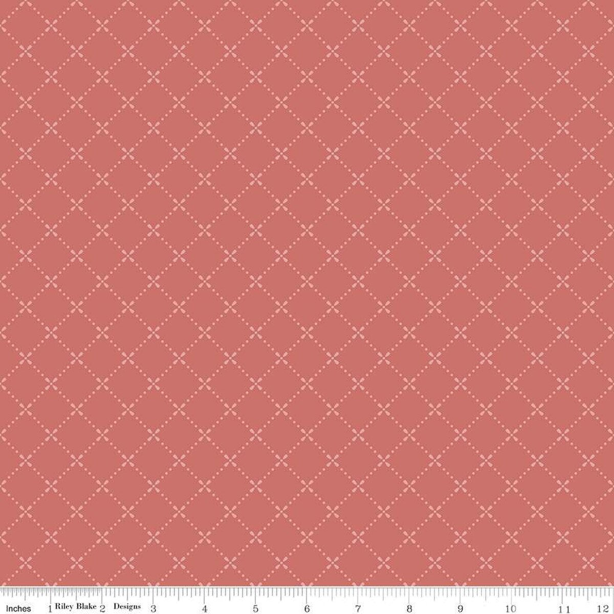 Fabric Riley Blake Faded Red Grid Mary Catherine by the Quarter Yard C16704-FADEDRED