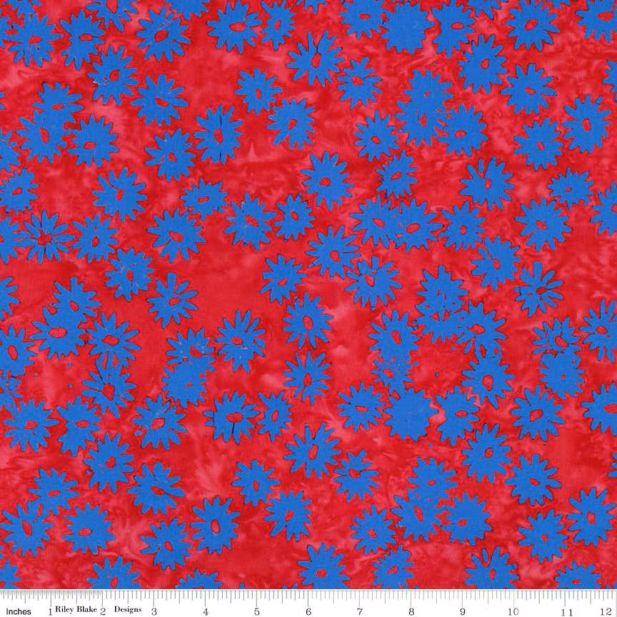 Fabric Riley Blake Fireworks Floral Expressions Batiks Let Freedom Reign by the Quarter Yard BT23192-223