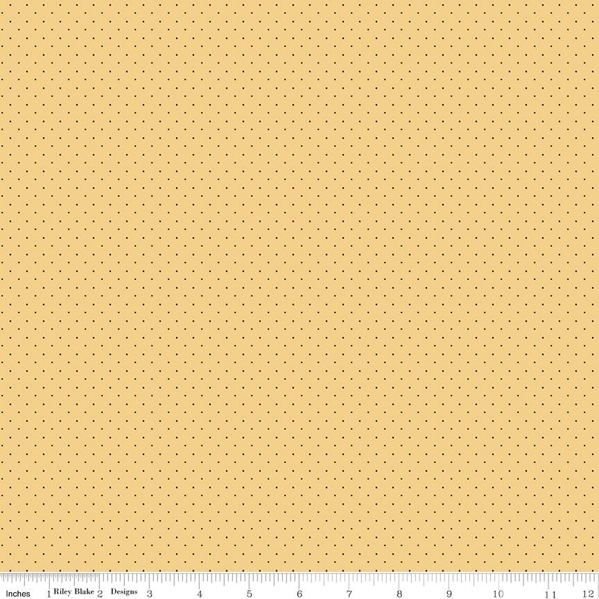 Fabric Riley Blake Gold American Jane Pindots by the Quarter Yard C840-GOLD
