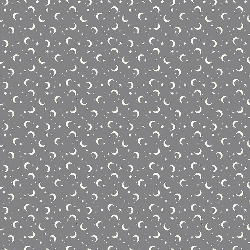 Fabric Riley Blake Gray Moon & Stars Frank and Friends by the Quarter Yard C17477-GRAY
