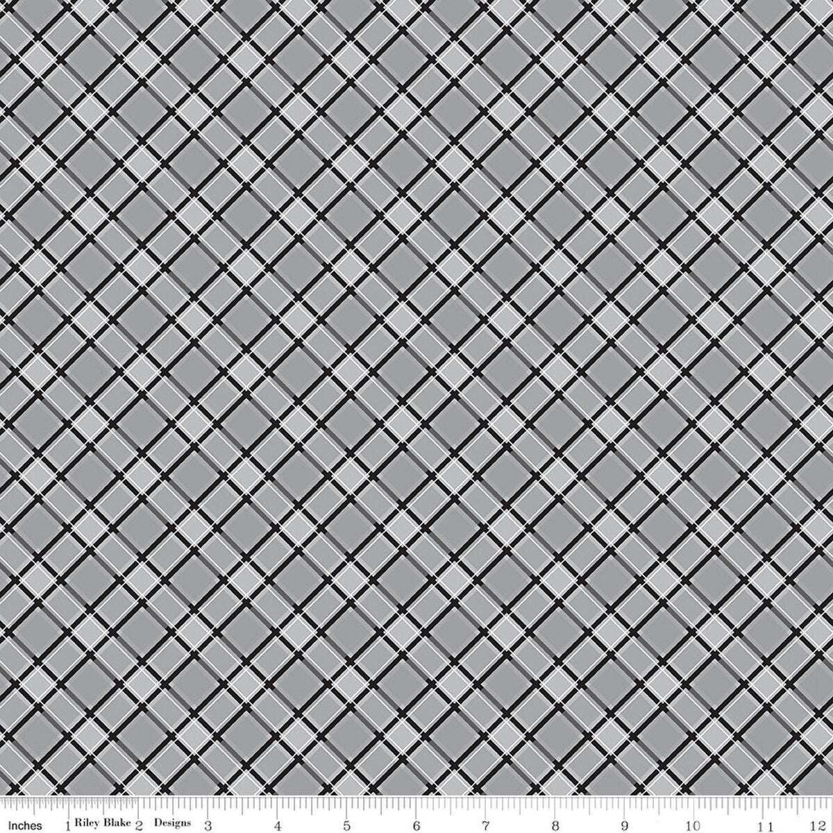 Fabric Riley Blake Gray Plaid Front Porch by the Quarter Yard C17213-GRAY