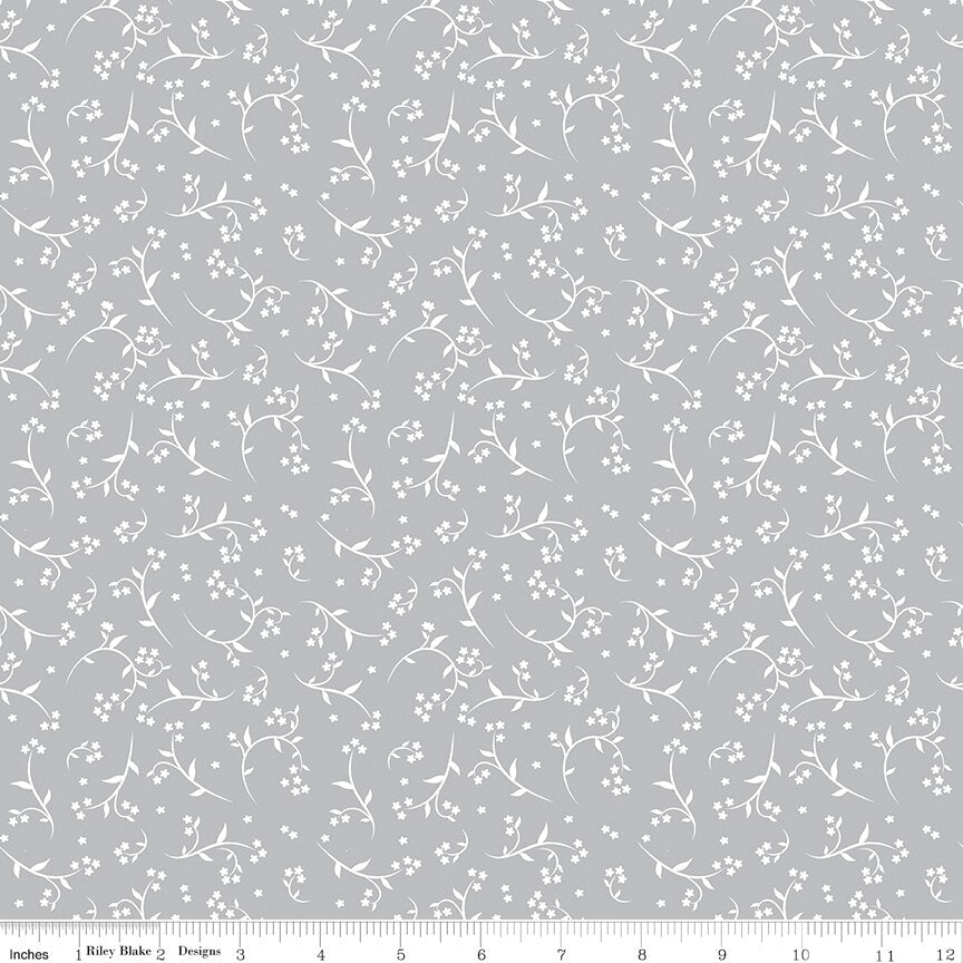Fabric Riley Blake Gray Stems Front Porch by the Quarter Yard C17214-GRAY