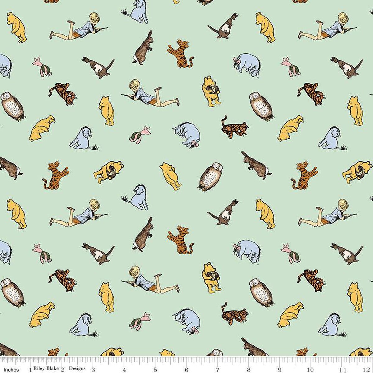 Fabric Riley Blake Green Characters Winnie the Pooh by the Quarter Yard C17003-GREEN