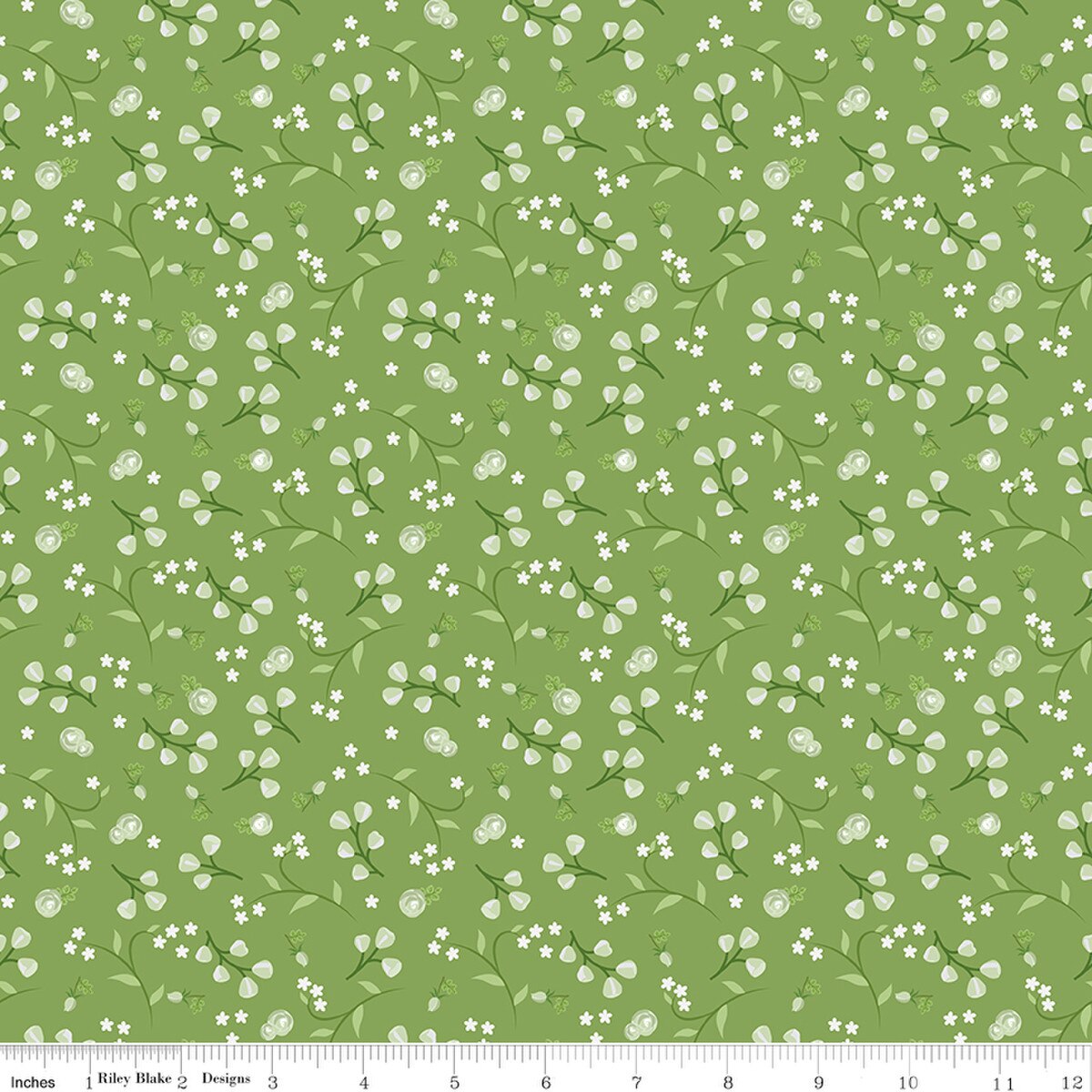 Fabric Riley Blake Green Floral Front Porch by the Quarter Yard C17215-GREEN
