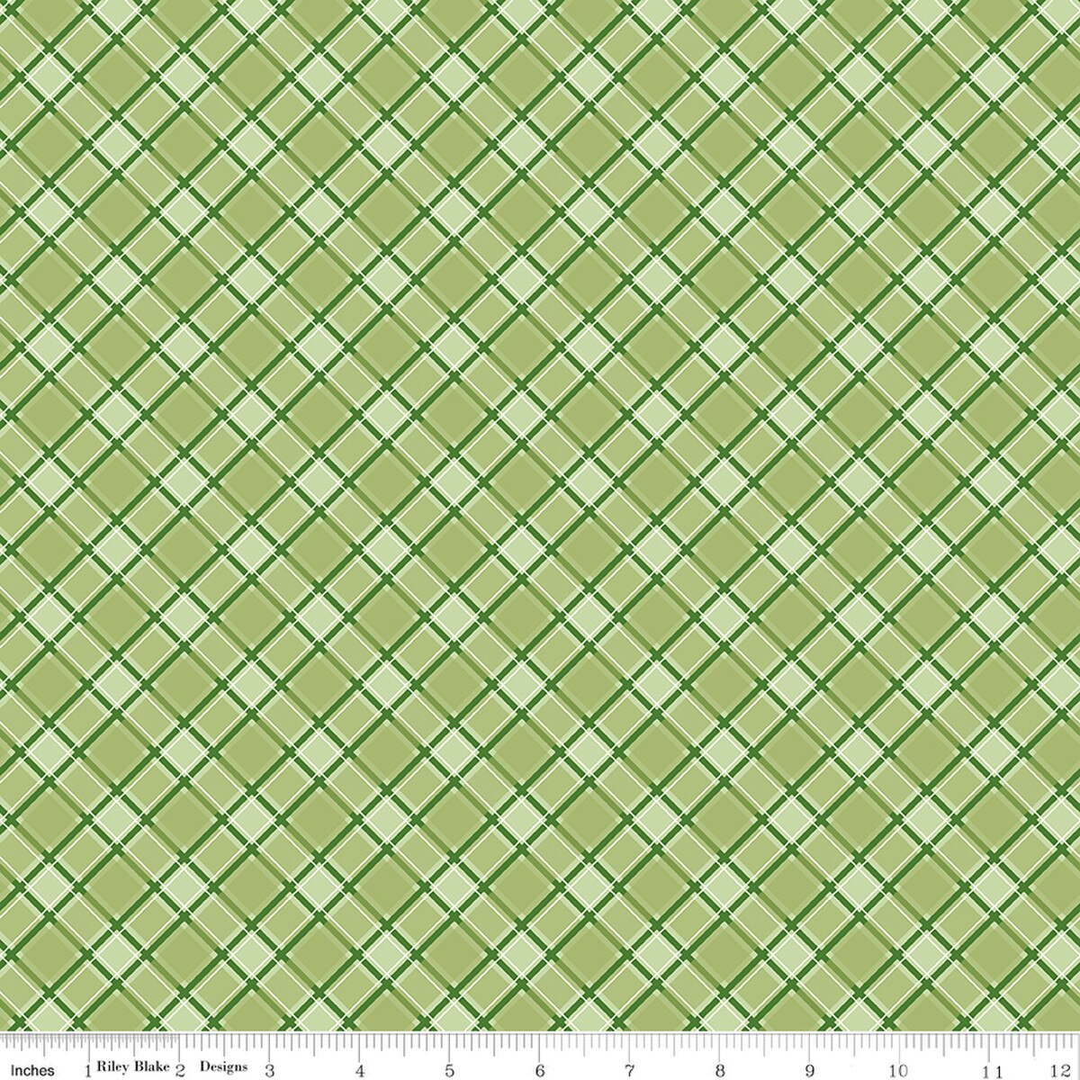 Fabric Riley Blake Green Plaid Front Porch by the Quarter Yard C17213-GREEN