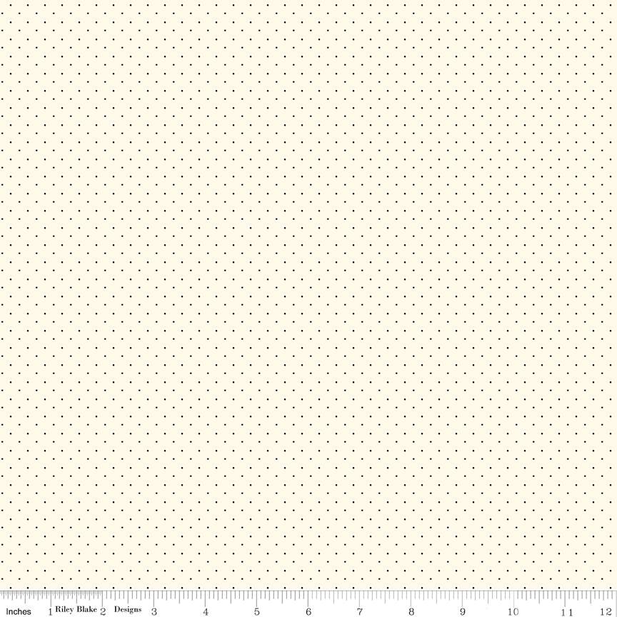 Fabric Riley Blake Ivory American Jane Pindots by the Quarter Yard C840-IVORY