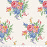 Floral pattern with pink, blue, and yellow flowers on a white background