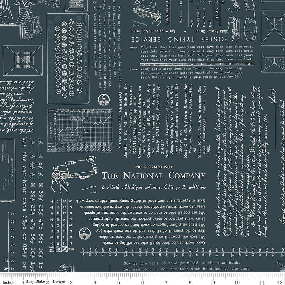 Fabric Riley Blake Lori Holt Blackboard TYPE/ography by the Quarter Yard C16850-BLACKBOARD