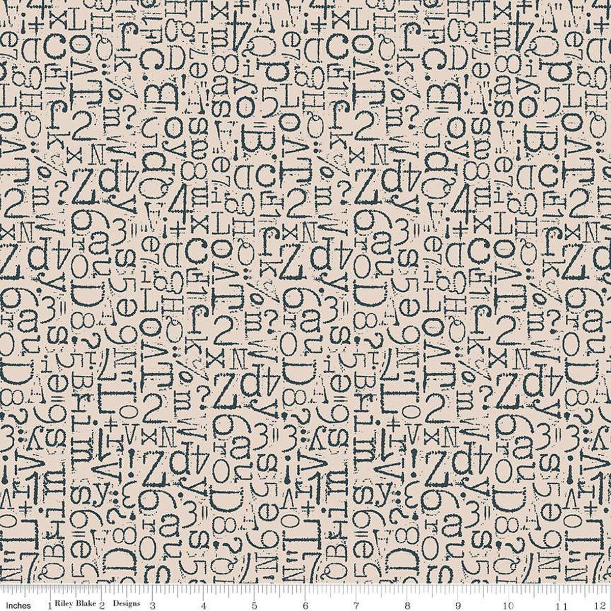 Fabric Riley Blake Lori Holt Blackboard Vintage Type TYPE/ography by the Quarter Yard WB16852-BLACKBOARD
