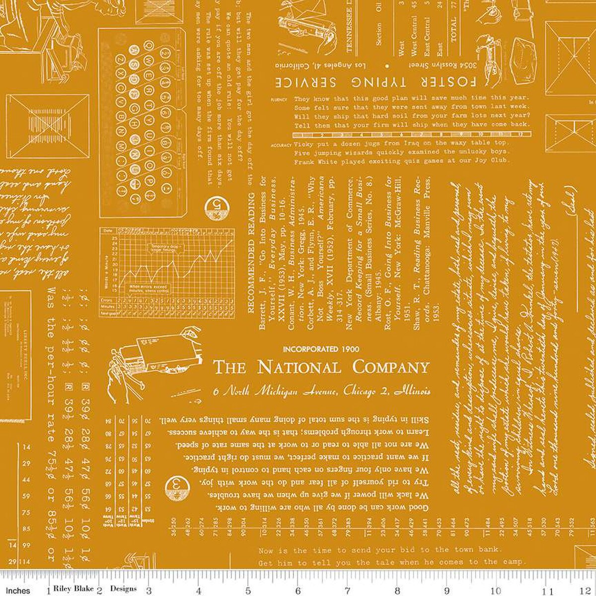 Fabric Riley Blake Lori Holt Butterscotch TYPE/ography by the Quarter Yard C16850-BUTTERSCOTCH