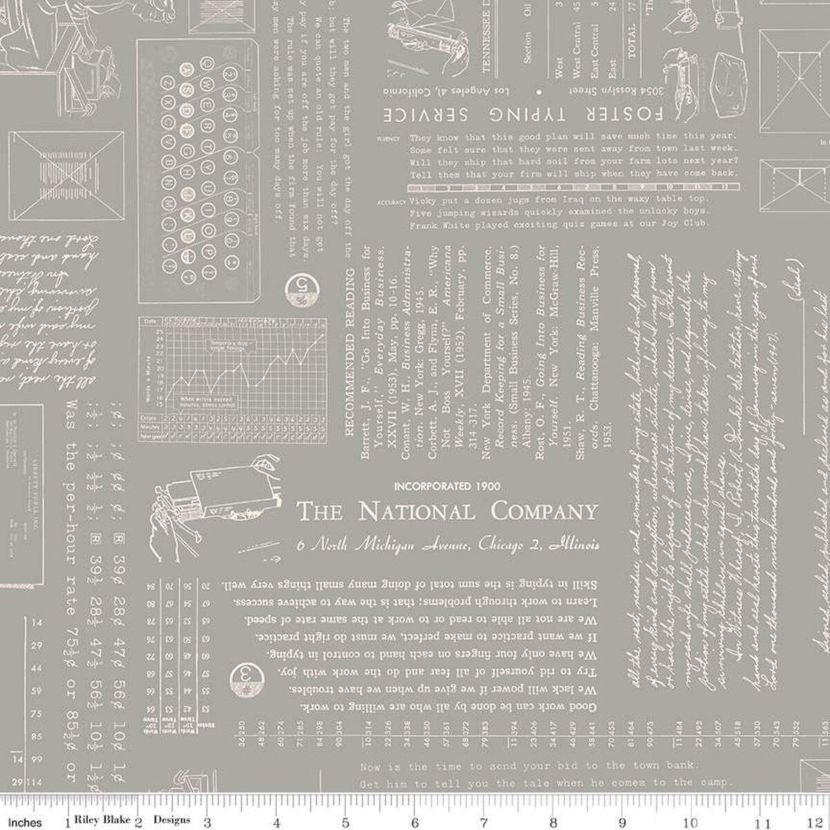 Fabric Riley Blake Lori Holt Cobblestone TYPE/ography by the Quarter Yard C16850-COBBLESTONE