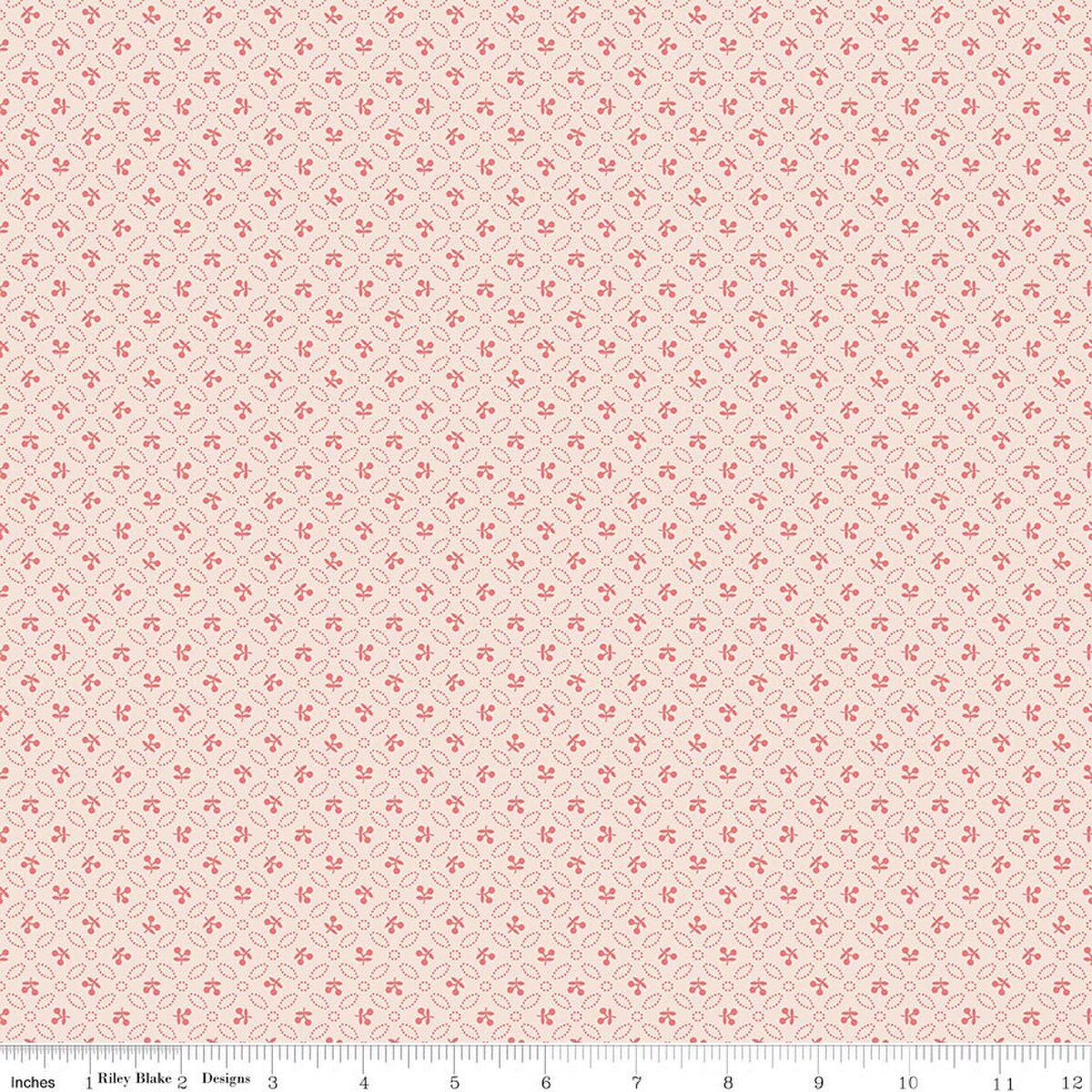 Fabric Riley Blake Lori Holt Coral Cherries Background Farmer's Daughter by the Quarter Yard C17188-CORAL
