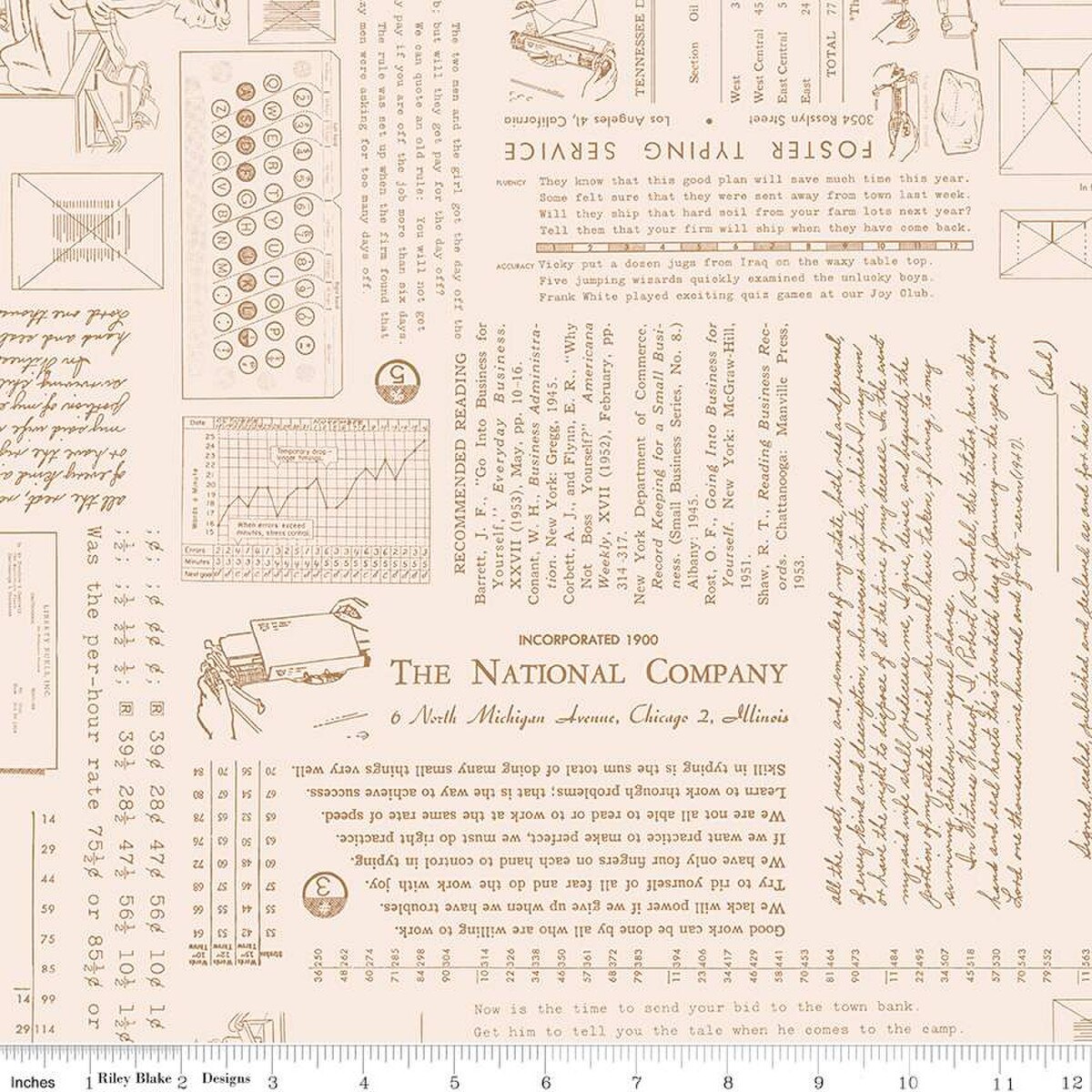 Fabric Riley Blake Lori Holt Maple Background TYPE/ography by the Quarter Yard C16851-MAPLE