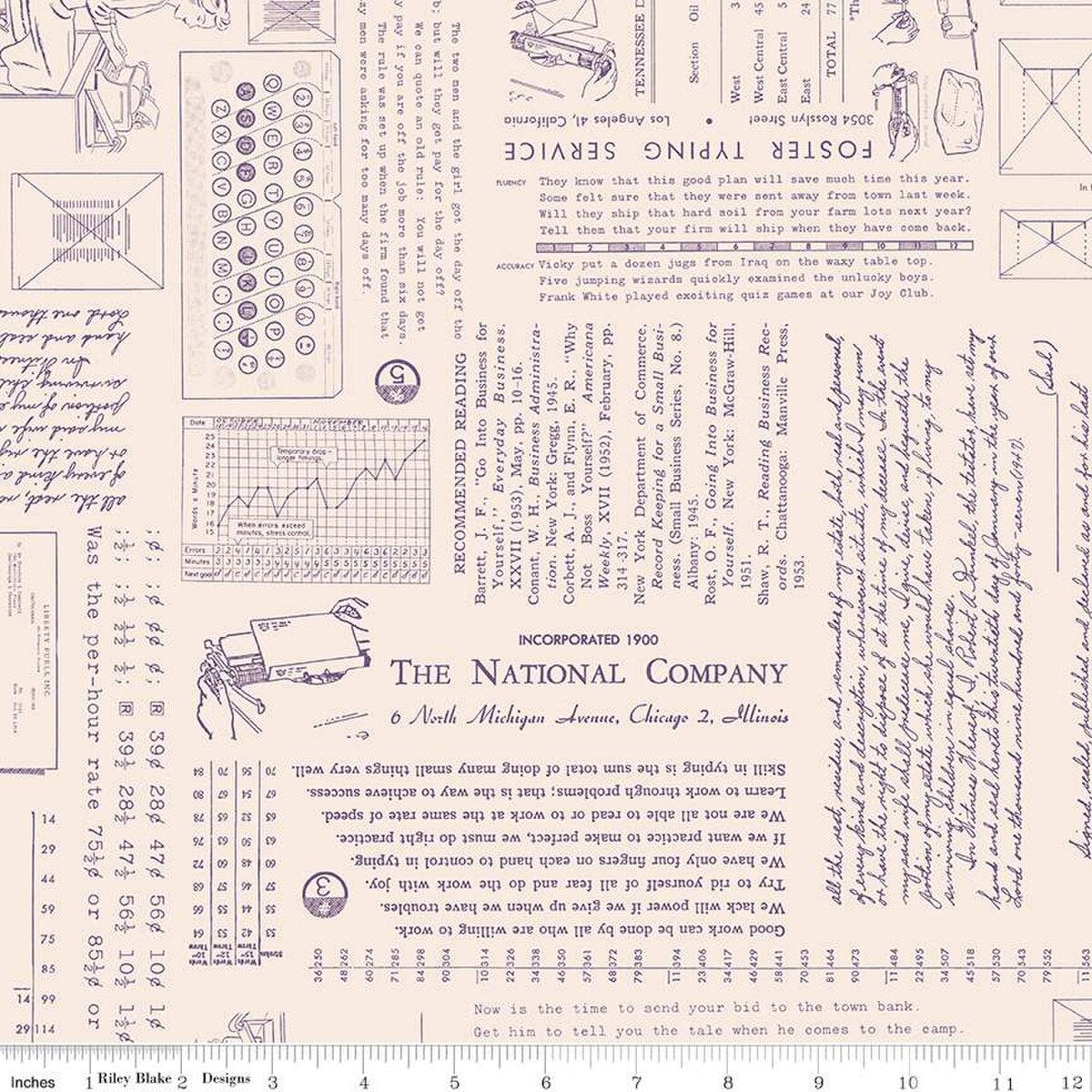 Fabric Riley Blake Lori Holt Plum Background TYPE/ography by the Quarter Yard C16851-PLUM