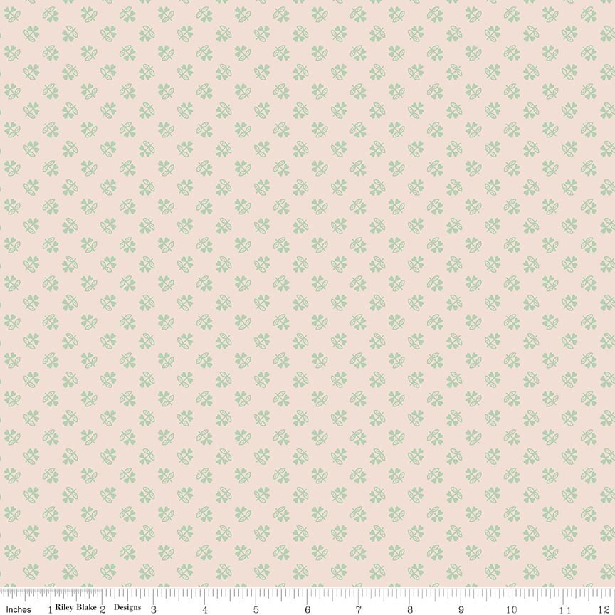 Fabric Riley Blake Lori Holt Sage Clover Background Farmer's Daughter by the Quarter Yard C17183-SAGE