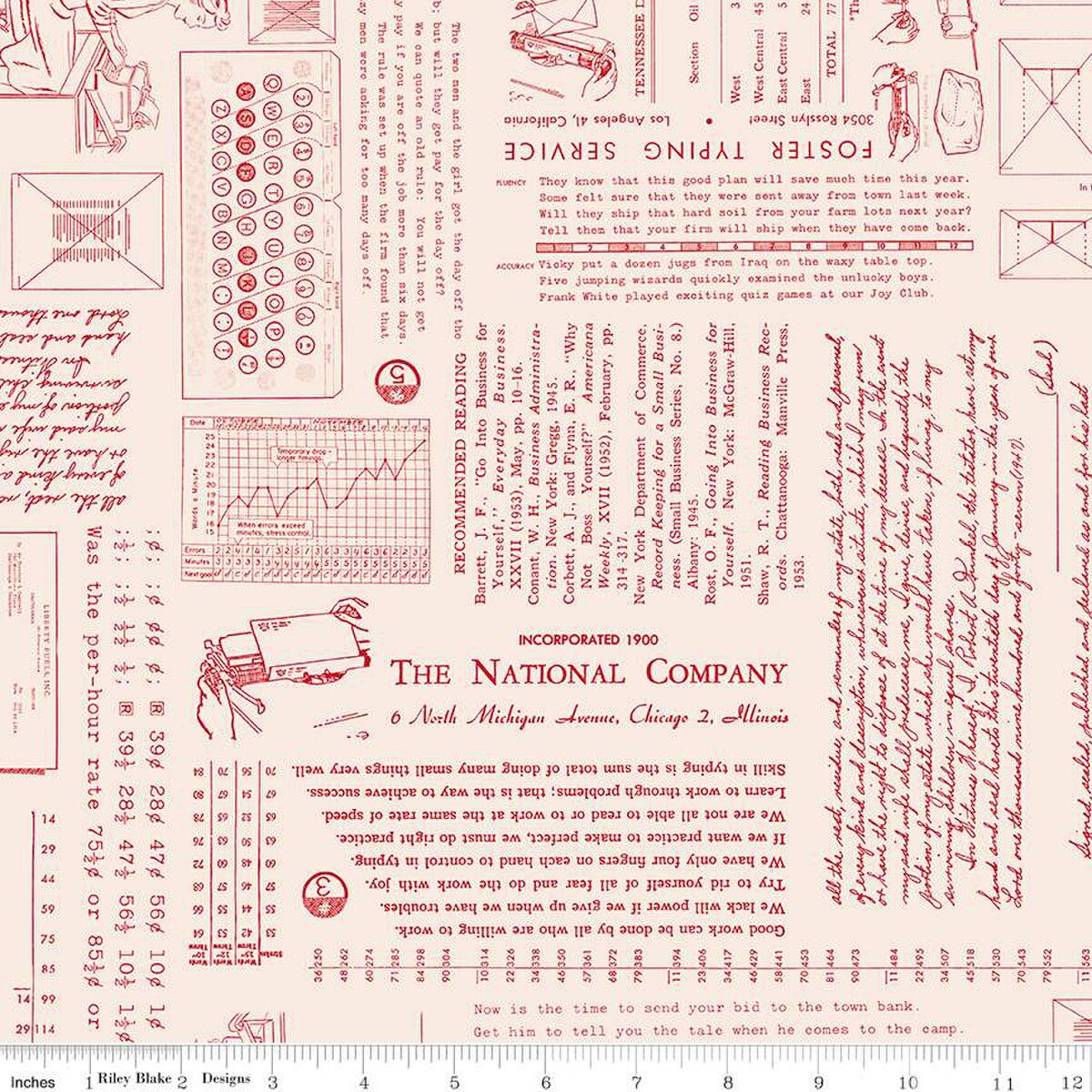 Fabric Riley Blake Lori Holt Schoolhouse Background TYPE/ography by the Quarter Yard C16851-SCHOOLHOUSE