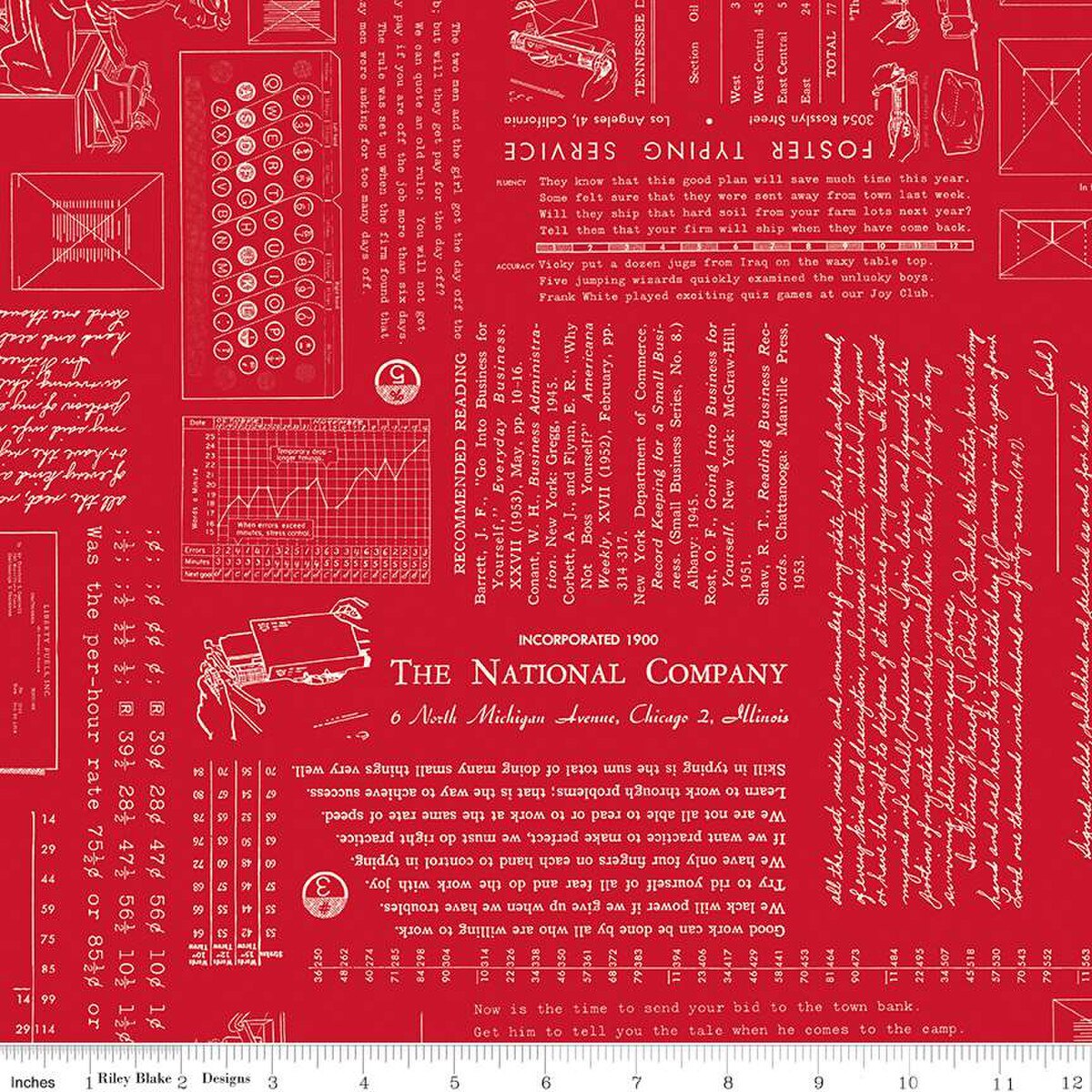 Fabric Riley Blake Lori Holt Schoolhouse TYPE/ography by the Quarter Yard C16850-SCHOOLHOUSE