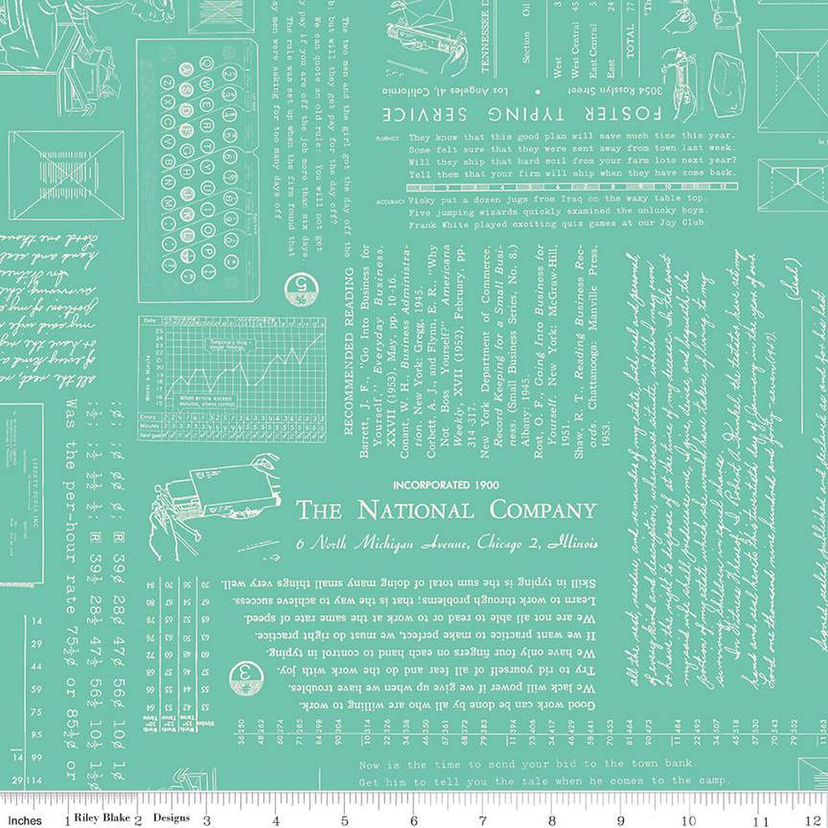 Fabric Riley Blake Lori Holt Sea Glass TYPE/ography by the Quarter Yard C16850-SEAGLASS