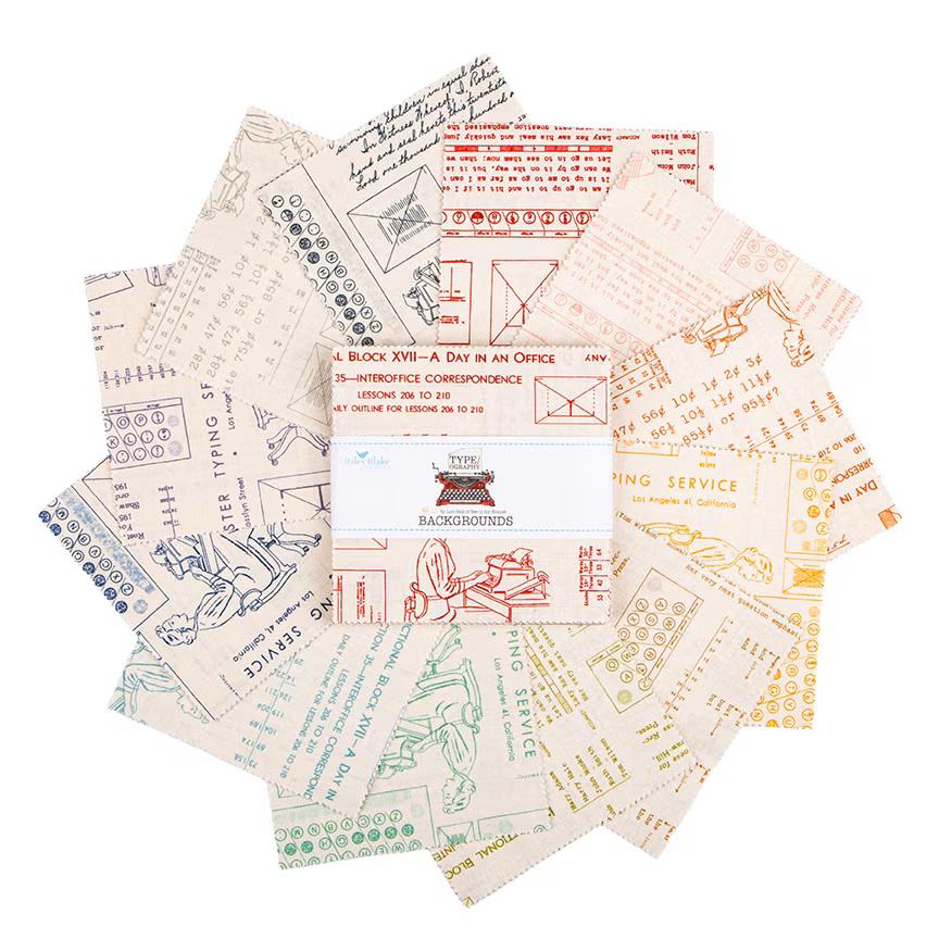 Fabric Riley Blake Lori Holt TYPE/ography 5" Stacker Bundle B 5-16850B-42