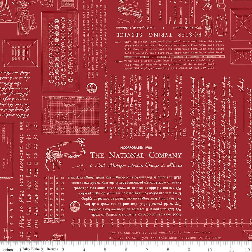 Fabric Riley Blake Lori Holt Terracotta TYPE/ography by the Quarter Yard C16850-TERRACOTTA