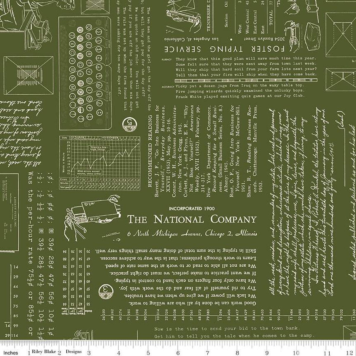 Fabric Riley Blake Lori Holt Zucchini TYPE/ography by the Quarter Yard C16850-ZUCCHINI