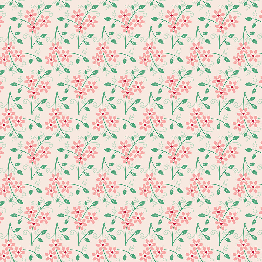 Fabric Riley Blake Lori Holt in Color Latte Bouquet Berry & Sage 108" Wide Back by the Quarter Yard WB17401-LATTE