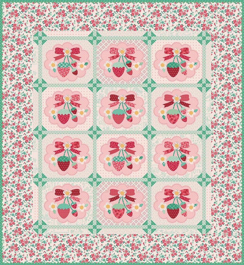 Fabric Riley Blake Lori Holt in Color Strawberry Crush Sew Along Quilt Kit KT-17380