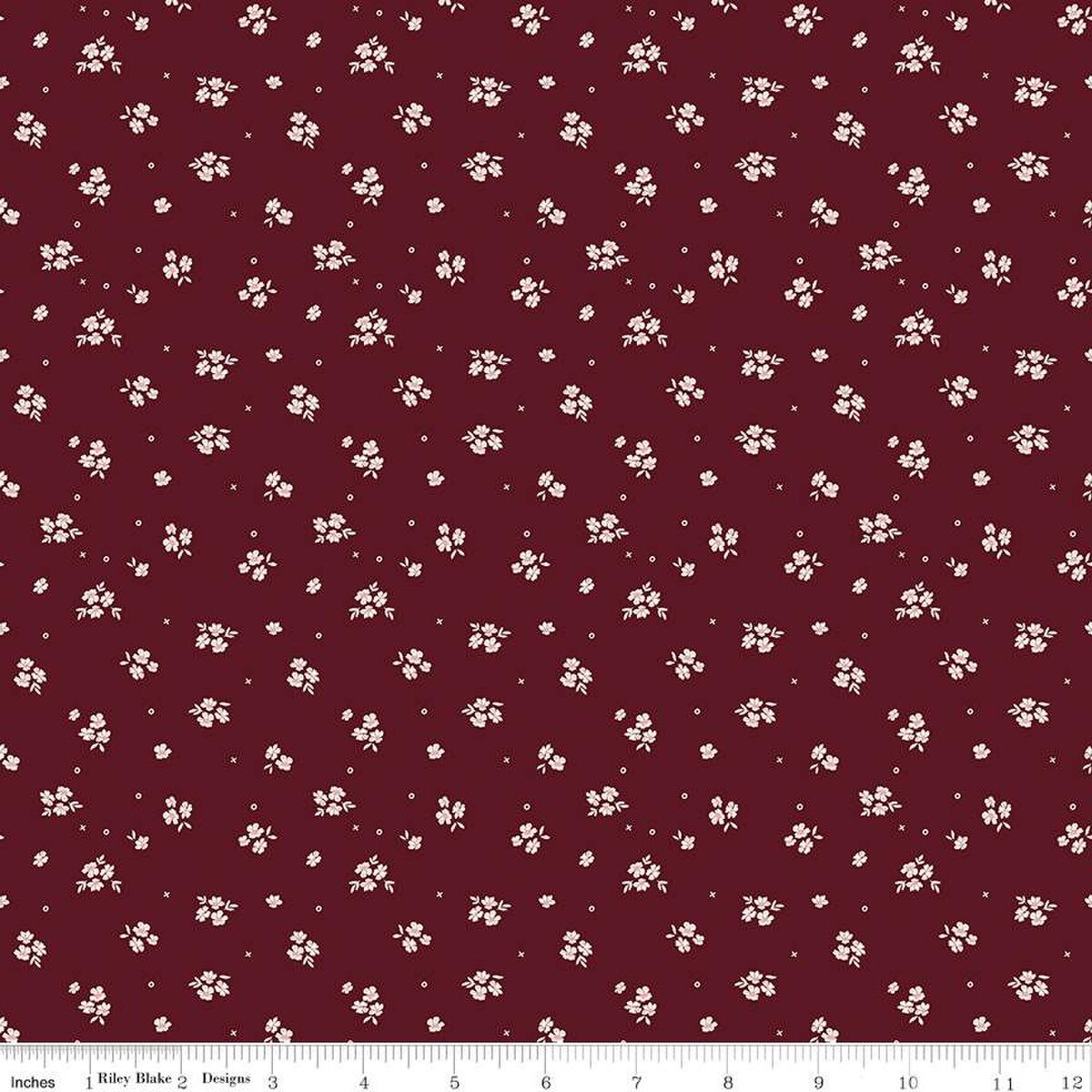 Fabric Riley Blake Maroon Ditsy Love You Always by the Quarter Yard C16875-MAROON