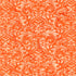 Decorative pattern with white swirls and floral elements on an orange background