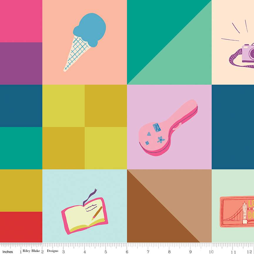 Fabric Riley Blake Memories Made Cheater Print The Genesis of a Journey by the Quarter Yard C16935-MULTI