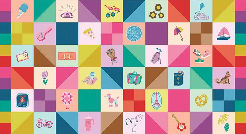 Fabric Riley Blake Memories Made Cheater Print The Genesis of a Journey by the Quarter Yard C16935-MULTI