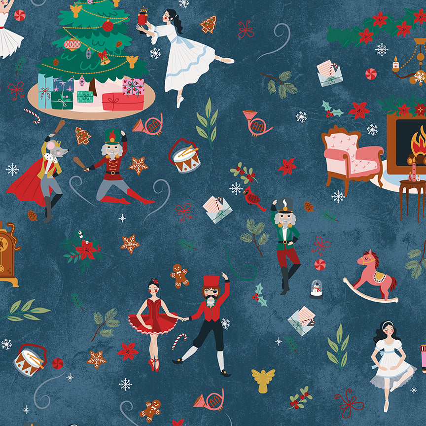 Fabric Riley Blake Midnight Main Nutcracker Tradition by the Quarter Yard CD17670-MIDNIGHT