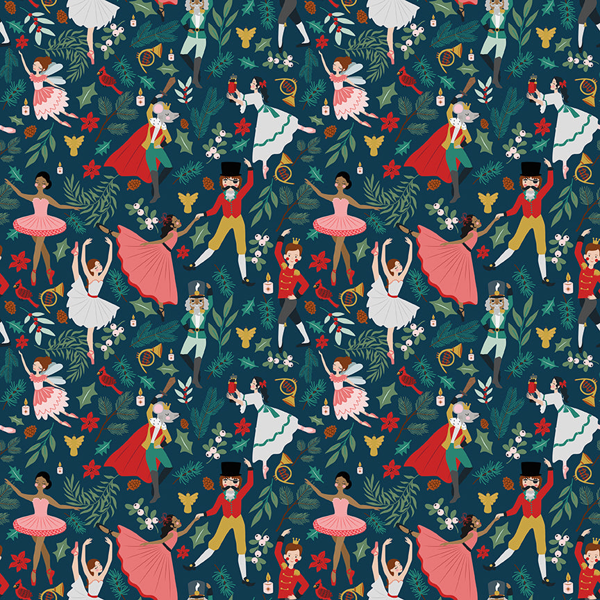 Fabric Riley Blake Midnight Storybook Nutcracker Tradition by the Quarter Yard CD17671-MIDNIGHT