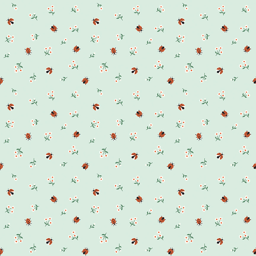 Fabric Riley Blake Mint Ladybugs Meadow Moments Designer Flannel by the Quarter Yard F17512-MINT