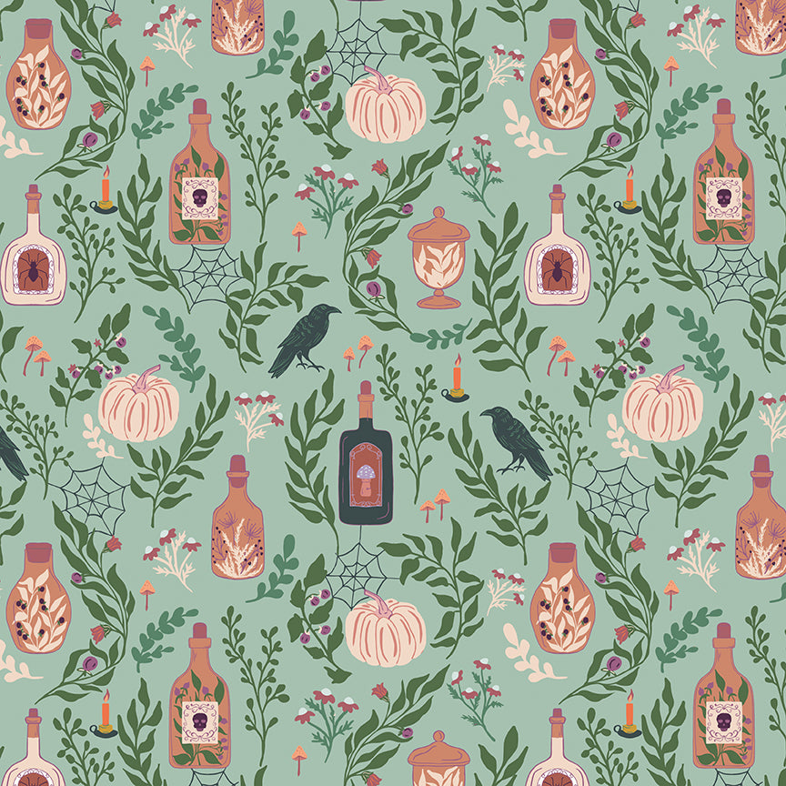 Fabric Riley Blake Mint Main The Apothecary by the Quarter Yard C17550-MINT