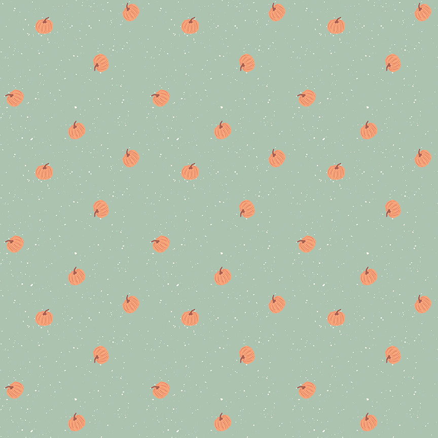 Fabric Riley Blake Mint Pumpkin Toss The Apothecary by the Quarter Yard C17553-MINT