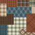 Patchwork pattern with various plaid fabrics in a grid layout