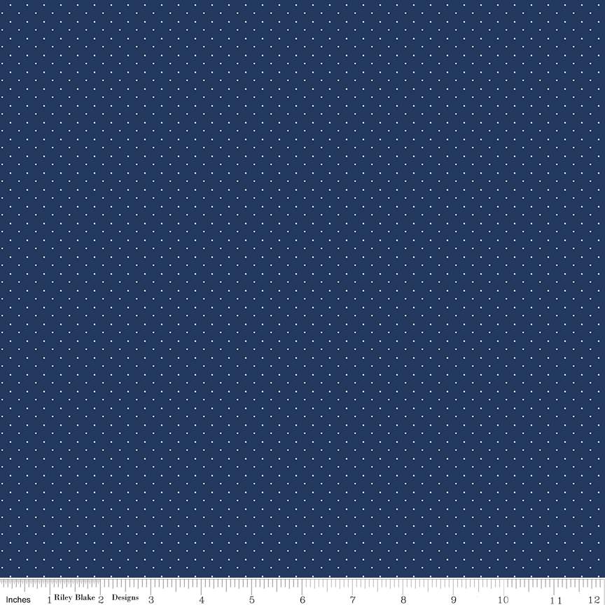Fabric Riley Blake Navy American Jane Pindots by the Quarter Yard C840-NAVY