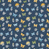 Pattern of butterflies and flowers on a blue background