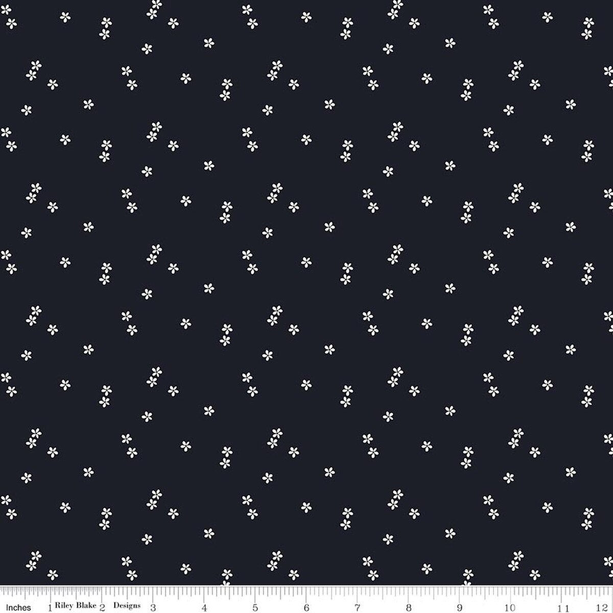 Fabric Riley Blake Navy Ditsy Blue Blooms and Threads by the Quarter Yard C17124-NAVY