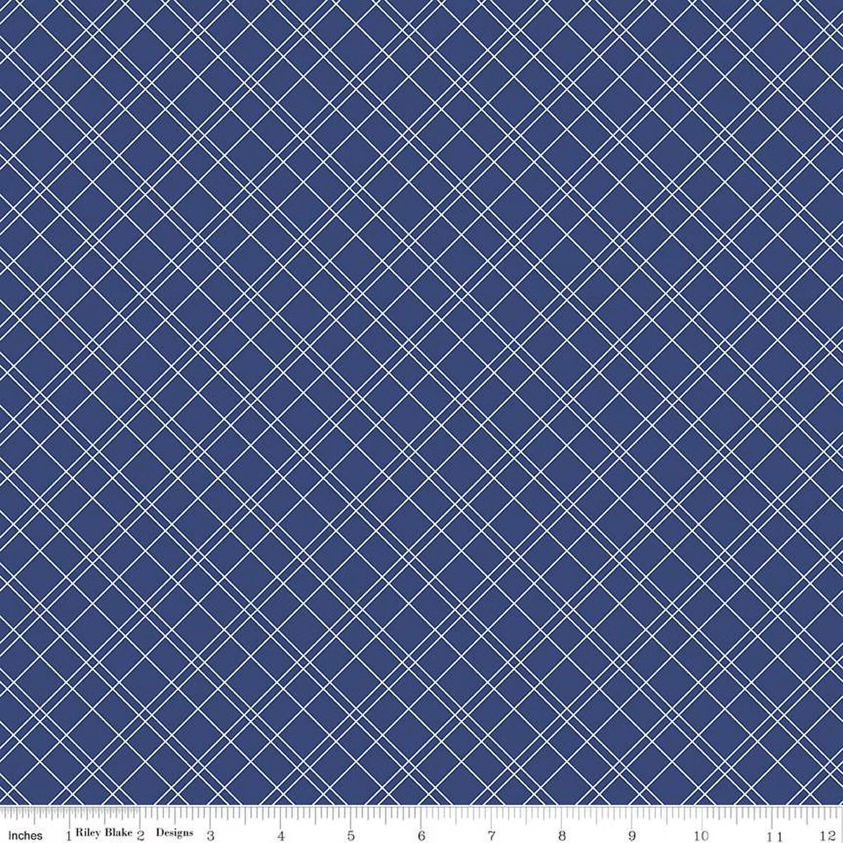 Fabric Riley Blake Navy Grid Simple Pleasures by the Quarter Yard C16657-NAVY