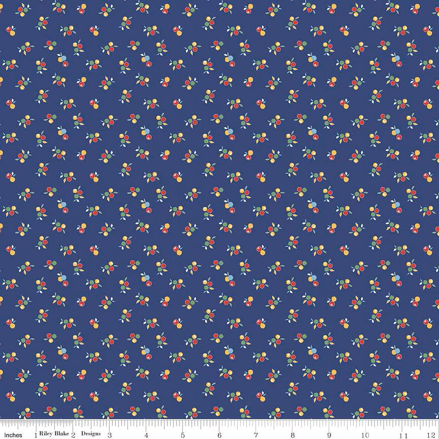 Fabric Riley Blake Navy Kitchen Flowers Simple Pleasures by the Quarter Yard C16655-NAVY