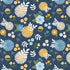 Pattern of colorful flowers on a blue background