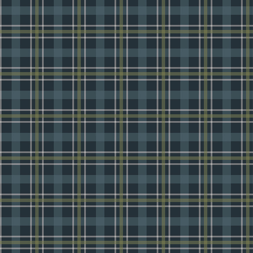 Fabric Riley Blake Navy Plaid Cretaceous Designer Flannel by the Quarter Yard F17506-NAVY