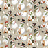 Pattern of snowmen, foxes, and deer on a beige background