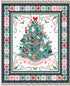 Decorative quilt with a Christmas tree design and colorful border