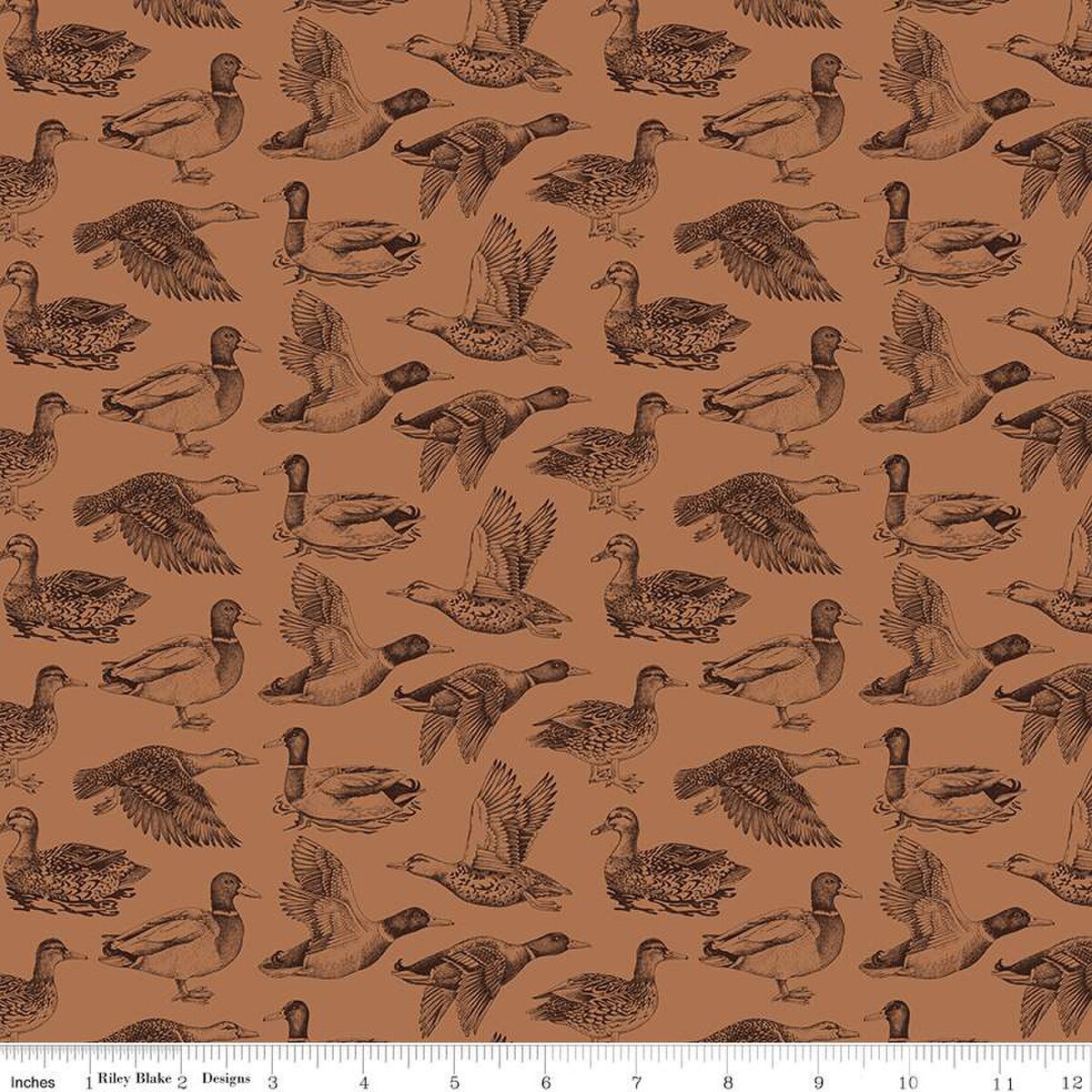 Fabric Riley Blake Nutmeg Ducks Plaid-Venture Club by the Quarter Yard C17040-NUTMEG