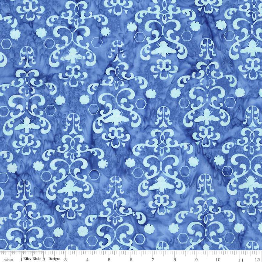 Fabric Riley Blake Ocean Blue Expressions Batiks Watercolor Daisies by the Quarter Yard BT23241-294